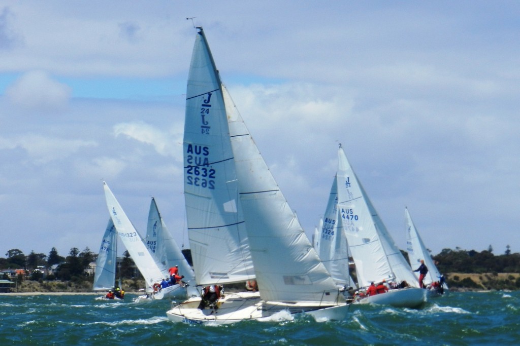 J24 Nationals Jan 9,2013  They’re racing!  © Chris Furey
